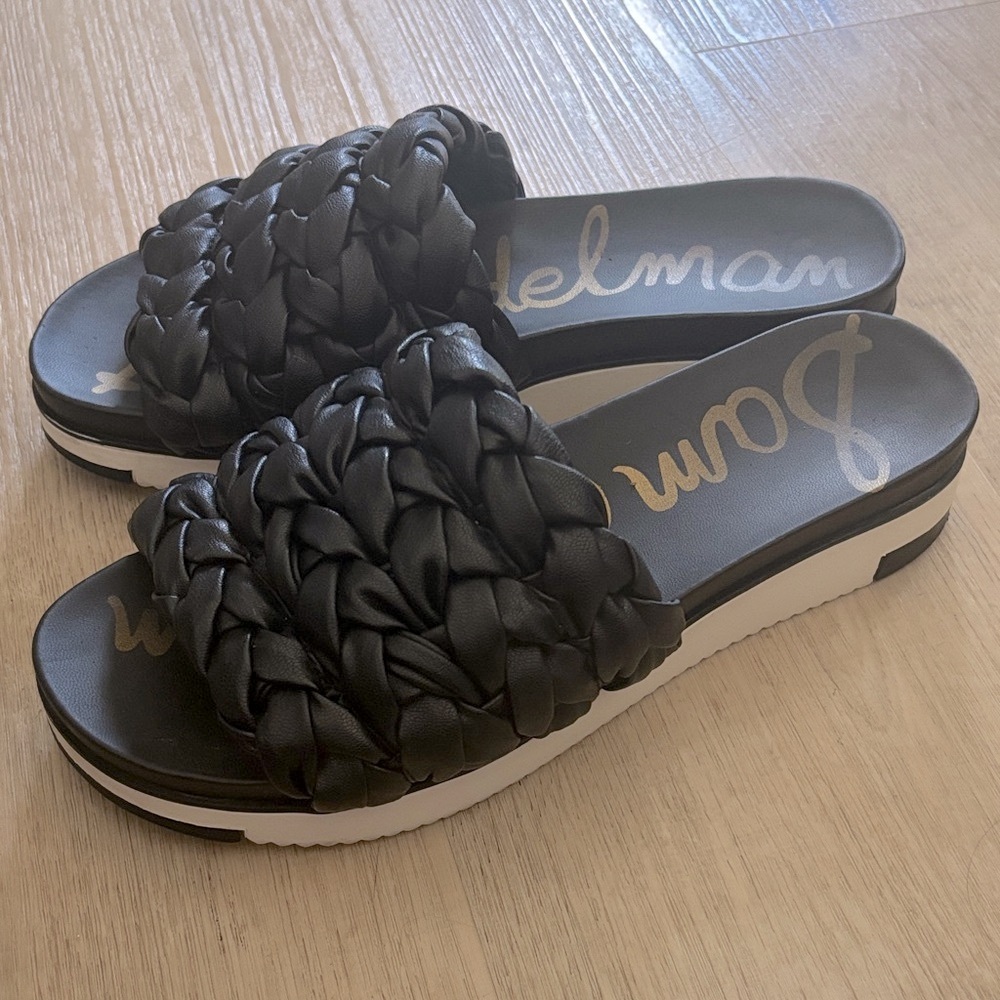 Sam Edelman Women’s Ainslie Black Braided Platform Sandals